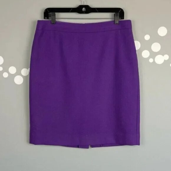 J. crew The Pencil Skirt Size 10 Wool Blend Purple Classic - Picture 1 of 9